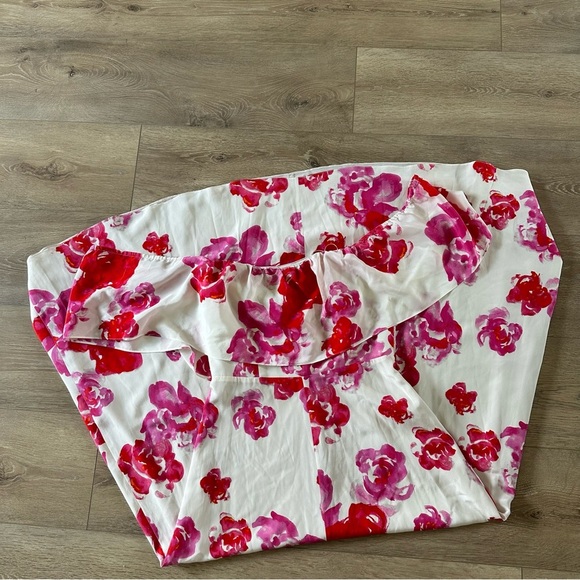 Amanda Uprichard Off The Shoulder 100% Silk Maxi Floral Dress Sz M - Picture 5 of 12